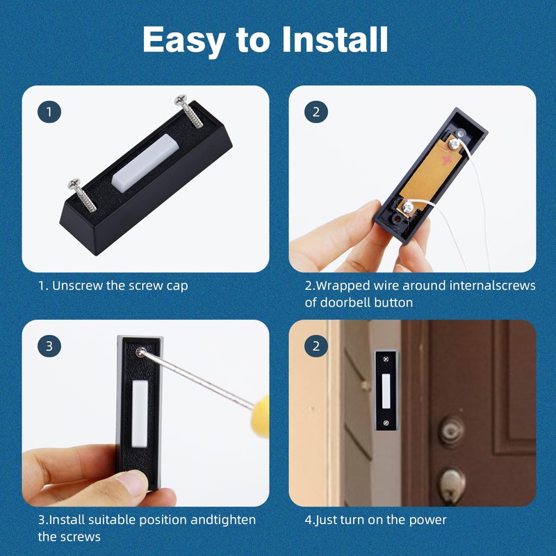 2 Pcs Lighted Doorbell Button, Wired Door Bell Push Button