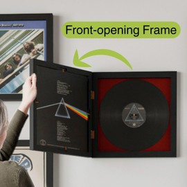 Rustic State Vinyl Record Frame with Front Cover for Album Cover Display and Vinyl Frame Display - Vinyl Record Frames for the Wall Display for 7 to 12 Inch LP - Black