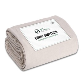 TOALLA_DROPCLOTH_12X15_Natural ft Pack of 1-8oz Painters Drop Cloth for Painting - Canvas Tarps for Floor & Furniture Protection - All Purpose Canvas Fabric Painting Drop Cloths