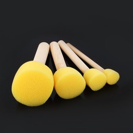 4 Pcs Round Foam Sponges Brush Set, Painting Tools for DIY Arts Crafts Stencils 4 Sizes Brush and Wooden Handle for DIY Acrylic Watercolor Varnishes Kids Arts Crafts