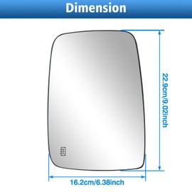 TOP-VIGOR Driver Side Heated Mirror Glass Compatible with Dodge Ram 1500 2500 2013 2014 2015 2016 2017 2018, Left Side Mirror with Backing Plate & Holder, Replace for 68079362AA, 1-Pack