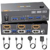 HDMI DP2.1 KVM Switch 2 Monitors 2 Computers, 8K@60Hz/4K@144Hz KVM