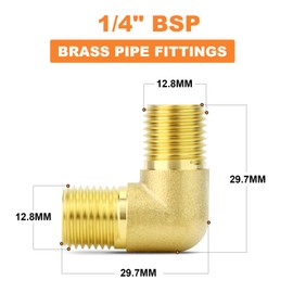 GASHER 5pcs 90 Degree Barstock Street Elbow, 1/4" BSP Male Pipe to 1/4" BSP Male Brass Pipe Fitting