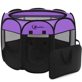 Large Dog Playpen, Puppy Pet Playpen Indoor, Dogs Tent Crates Cage Indoor/Outdoor, Portable Pop Up Dog Kennel Playpen with Carrying Case for Dogs/Cats/Rabbits, Removable Zipper Top, Purple