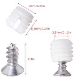 MEETOOT 100pcs Plastic Hinge Dowel Inserts Kit 4x10mm Toothed Machine Thread Opening Plastic Dowel and M4x10 Screws