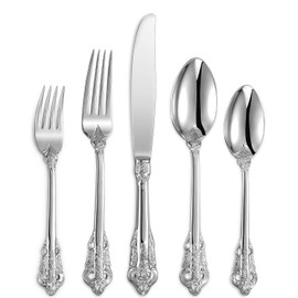 KEAWELL Luxury 20 Pieces 18/10 Stainless Steel Flatware set, Service for 4, silver plated with gold accents, Fine Silverware set and Dishwasher Safe (Silver)