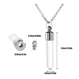 Stainless Steel Ash Jewellery Memorial Urn Acrylic Bottle Pendant Open Chain Capsule Pendant Necklace for Memorial Cremation Urn Pendant Necklace for Memorial Black