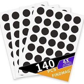 FINDMAG 140 Pcs Round Magnets with Adhesive Backing, Flexible Self Adhesive Magnets for Crafts, Small Sticky Magnetic Dots for Hanging Light Objects, DIY, School, Office, Home