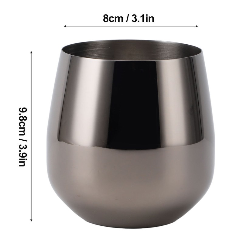 Stainless Steel Wine Glass Stemless Egg Shape 550ml Unbreakable Portable