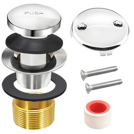 Woosuke Tub Stopper Bathtub Drain Kit, Silver Universal Bathtub Overflow Drain Cover, Metal Tip-Toe Trim Kit with Easy Fit Design for Most Tubs