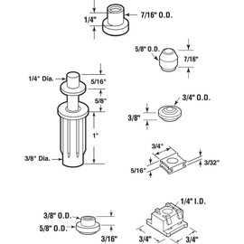 Prime-Line N 7539 Bi-fold Door Top Pivot and Cap Repair Kit, Plastic Base Fits 3/8 in. Diameter, 7 Pairs Cap Assortment, Spring-Loaded, 1 Kit