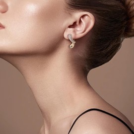 Sonateomber Gold Chunky Double Tear Drop Hoop Earrings for Women, Valentine Cute Statement Bold Teardrop Water Drop Rhinestone Front Jacket Stud Earing Prom Fashion Jewelry Gift.