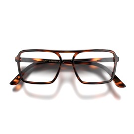LONDON MOLE® Spy Reading Glasses – Rectangular readers with spring hinges – Unisex design (Gloss Tortoiseshell, +3.0 Magnification)