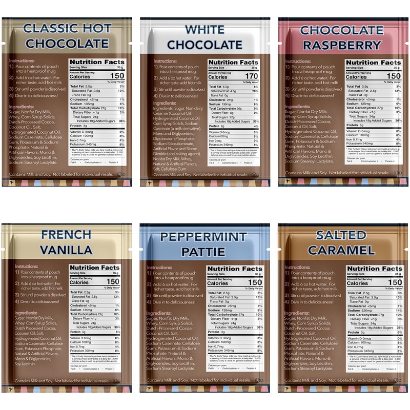 Double Donut Coffee Flavored Hot Chocolate Packets, Gourmet Hot Cocoa