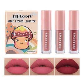 MIESCHER 3Pcs Pink Matte Lipstick Tube Set, Long Lasting Waterproof Lip Gloss Non-stick Lip Stain, Velvety Matte Pink Lipstick Moisturizing Lip Gloss, High Pigmented Matte Lip Stick, Intense & Bold Color Lip Makeup for Women (04# Pink)