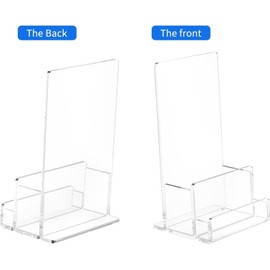 NIUBEE 6-Pack Acrylic Brochure Holder 4‘’ , Clear Brochure Display Stand with Acrylic Business Card Holder, Plastic Flyer Display Stand for Magazine, Pamphlet, Booklets, Menu, Journals, Business Card