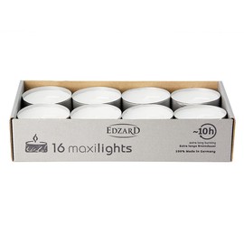 EDZARD 16 Maxi Tea Lights Diameter 58 mm White Unscented Aluminium Cover