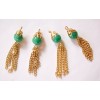 Vintage Jade Green Acrylic Bead Tassel Drops Pendants pnd160B