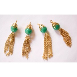 Vintage Jade Green Acrylic Bead Tassel Drops Pendants pnd160B
