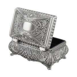 Feyarl Small Jewellery Box Vintage Trinket Box Ring Earring Necklace Organizer Box Metal Retro Jewelry Display Case Keepsake Box for Girls Women Birthday Mothers Gift (3.5 x 2.4 x 1.6 inch)