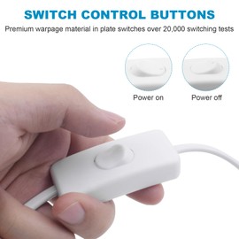 Replace Power Cord for Lamps with Switch Plug DIY Repair Lamp Extension Cord for Light Project, Household Lamps, Christmas House Lamps and More Lamps-5.9FT (White)