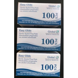 GLOBAL MEDICAL EASY PREP ALCOHOL PREP PADS - 3 Boxes of 100ct