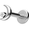 PIERCINGLINE Titanium Labret with Internal Thread + Titanium Attachment Moon