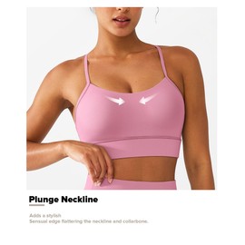 BRXL Y Back Padded Sports Bras for Women Racerback Low Impact Buttery Soft Yoga Pilates Gym Sports Bra Pink