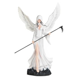 ICE ARMOR 24" H Angel of Death in White Walking with Scythe Statue Fantasy Decoration Figurine Large Sculpture