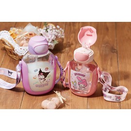 Skater PDSH6DX-A Water Bottle with Straw, 18.9 fl oz (530 ml), One Push, For Kids, My Melody, Wandering