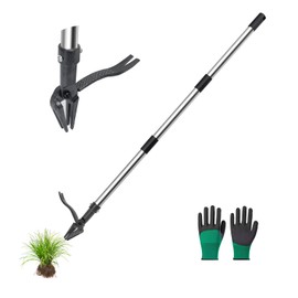 Wexoride Weed Puller Stand-Up Weed Puller Tool with Long Handle & 4-Claw Steel Head Manual Weed Remover Tool for Lawn and Garden (Bamboo)