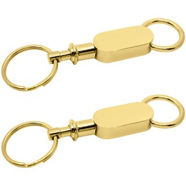 Stephanie Imports Juego de 2 llaveros desmontables de liberación rápida con doble llavero, Oro Oblongo, Regular