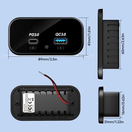 Kriogor RV USB Outlet, Quick Charge PD3.0 Type C & QC3.0 U SB A Charger Socket Panel, Car Charger USB 12 Volt Outlet for 12V/24V Car RV Marine Boat (Black-2 Ports)