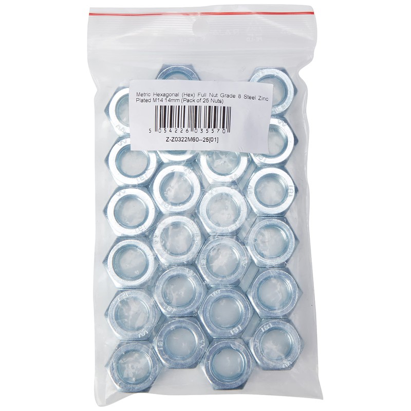 AHCMetric Hexagonal (Hex) Full Nut Grade 8 Steel Zinc Plated