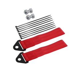 Motoforti 2 Set Front Bumper Car Tow Strap Trim Trailer Belt with Rope Red Long-lasting
