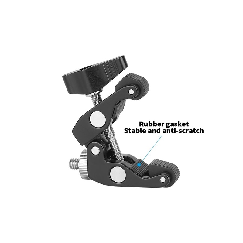 SZRIG Super Crab Clamp Articulated 1/4"-20 Screw for Camera Accessories(Black)