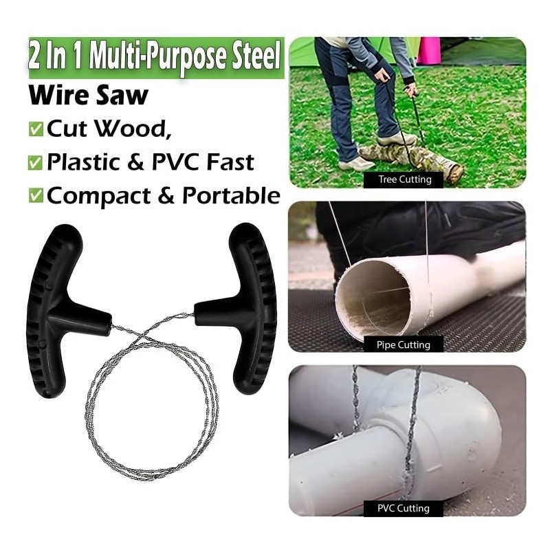 Pocket Chainsaw With Wire Saw for Camping Heavy Duty Steel