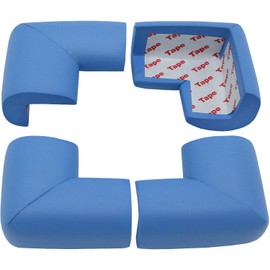 4 Pack Soft Foam Baby Proofing Corner Guards & Edge Protectors, Pre-Taped Table Corner Protector, Children Safety Furniture Desk Bumper, Cushion for Sharp Corners, L Type,Blue