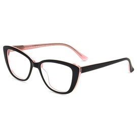 Firmoo Blue Light Blocking Cat Eye Reading Glasses 1.75 for Women, Black Pink Computer Reader Glasses Reduce Eye Strain Fatigue