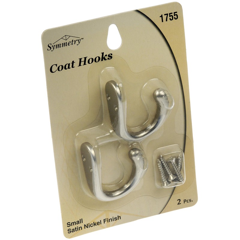 Dorman Hardware 4-1755 Single Coat Hooks with Satin Nickel Finish,
