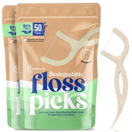 Biodegradable Floss Picks, Natural & Organic Floss Picks, Eco-Friendly Tooth Flossers, Ideal for Adults, Gentle & Effective Flossing, Fresh Breath, Sustainable Oral Care (100 Units)