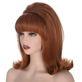 Womens Flip Wig 70s 60s Retro Beehive Style Vintage Look Wig Costume Women Wig wtih Bang (Ginger)