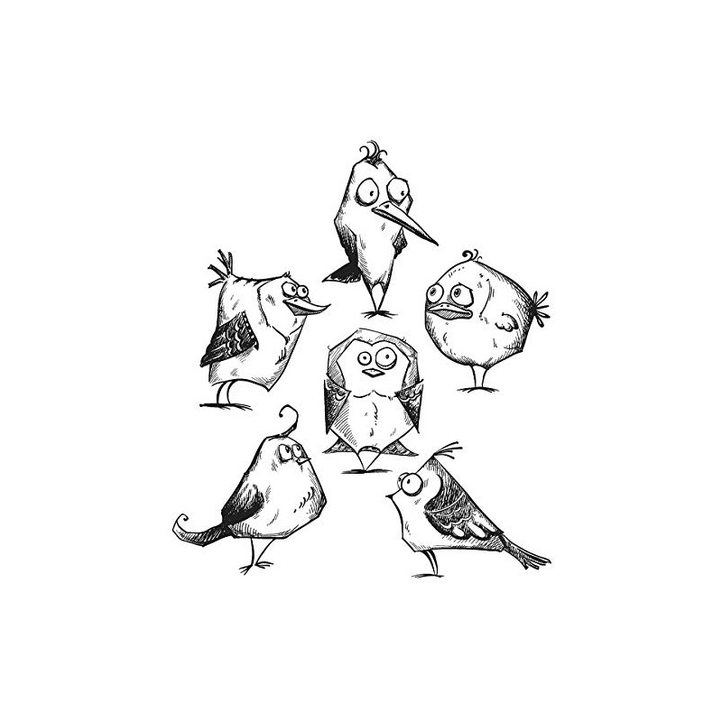 Stampers Anonymous CMS-212 Crazy Bird Mounted Stamp, Red, Gray, 7