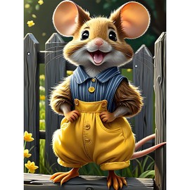 EOBROMD 5D Diamond Art Painting Kits for Adults, Mouse DIY Diamonds Painting Kits for Beginners, Painting Picture with Full Drill Diamond Dots for Home Wall Art Decor 30x40cm