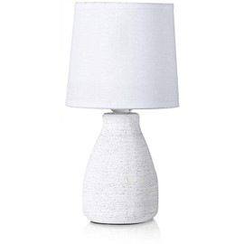 BRUBAKER Table Lamp Bedside Lamp 28 cm White Ceramic Lamp Base Cotton Shade Country House Shabby Chic