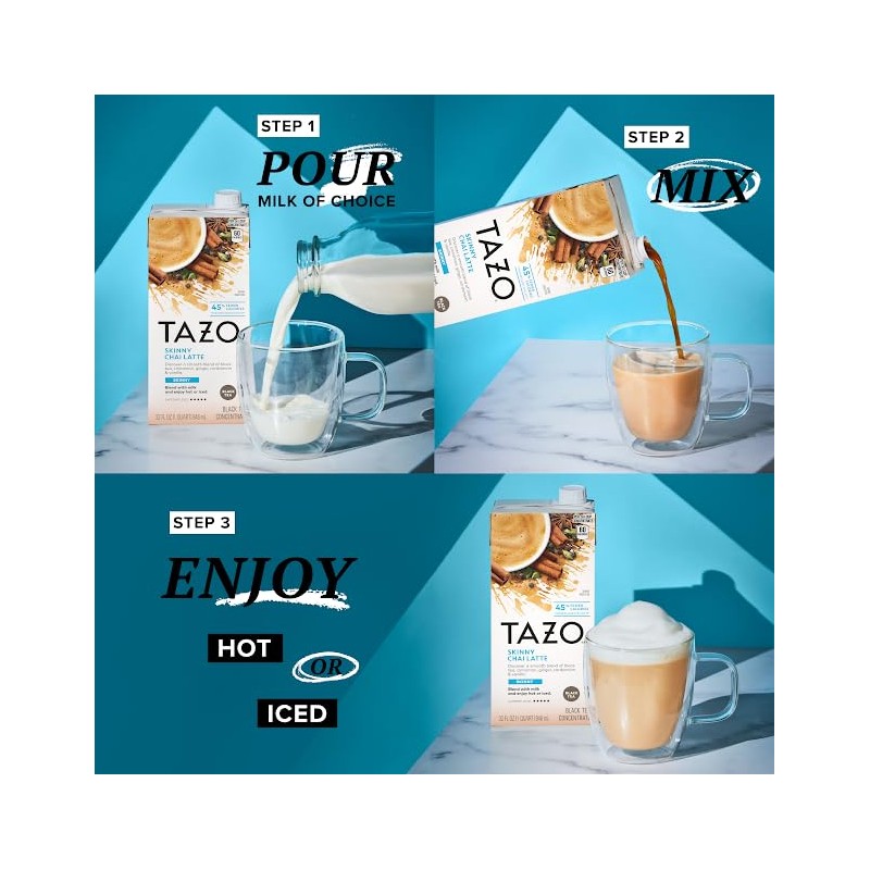 Tazo Chai Tea Latte Concentrate, 32 Fl Oz (Pack of