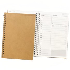 NJCXOLA Calendar 2024 2025 Diary 2025 Calendar 2025 Daily Planner Loose Leaf Book with Soft Cover, 13 cm x 19 cm, 60 Sheets per Book, Brown