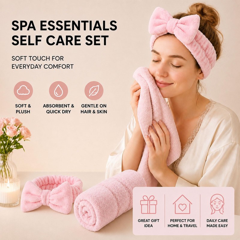 Spa Headband Set - Makeup Headband - Cotton Face Towel