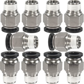 MSAEIQUN 3/8 Air Hose Fittings, Air Fittings Male Straight 3/8 Inch Tube OD x 1/4 NPT Thread Push to Connect Fitting, PC-3/8-N2 (Pack of 10) (3/8-1/4)