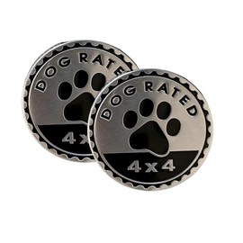 Modigo Dog Rated Car Emblem, 2 Pack 3D 4 x 4 Round Metal Car Badges Vehicle Decals Stickers Compatible with Jeep Wrangler Trucks & SUVs, Black Silver